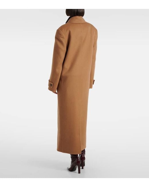 Saint Laurent Brown Cashmere And Wool Coat