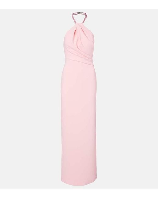 Vestido De Fiesta Riva Con Cuello Escote Halter Solace London de color Pink