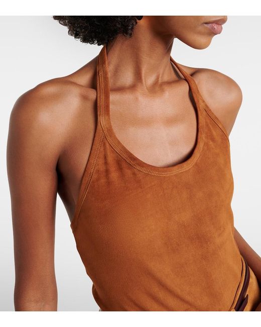 Stouls Brown Cherry Suede Minidress