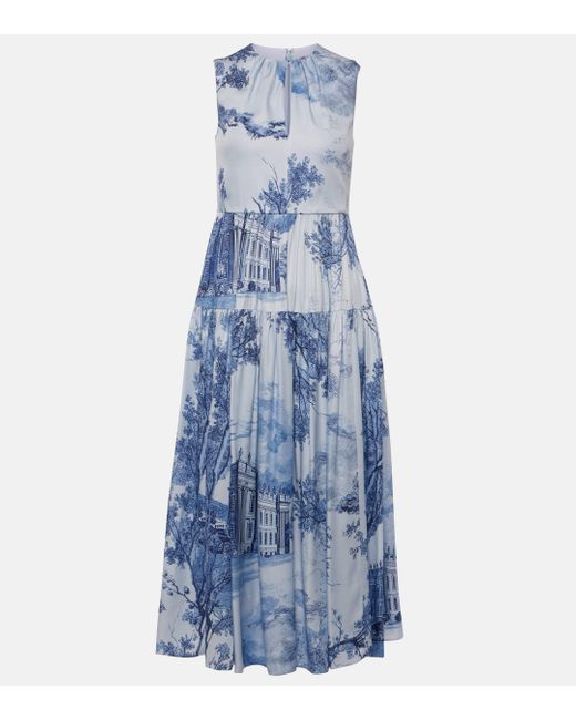 Erdem Blue Floral Midi Dress