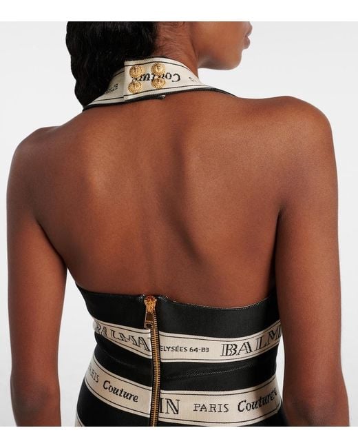 Robe Rayee En Jacquard Balmain en coloris Black