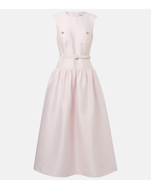 Self-Portrait Pink Belted Taffeta Midi Dress