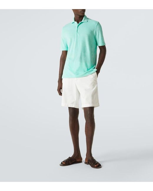 Fedeli Green Cotton Terry Polo Shirt for men