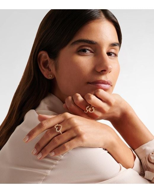 Sophie Bille Brahe White Ensemble Coeur 18Kt Signet Ring With Diamonds