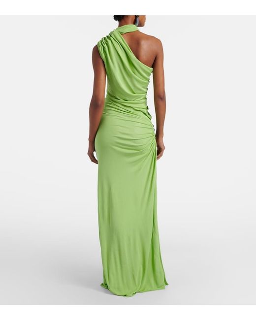 Christopher Esber Green Cutout Embellished Draped Maxi Dress