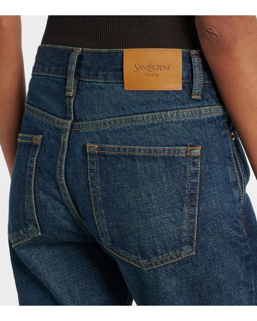 Saint Laurent Blue Mid-Rise Bootcut Jeans