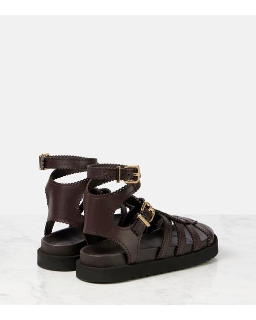 Zimmermann Black Goldie Leather Gladiator Sandals