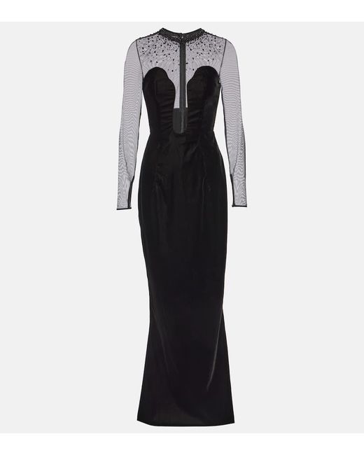 Miss Sohee Black Embellished Velvet Gown