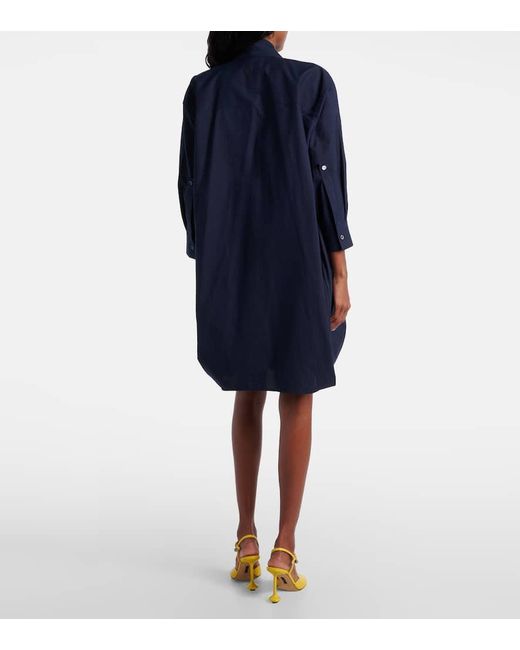 Loewe Blue Draped Cotton Poplin Minidress