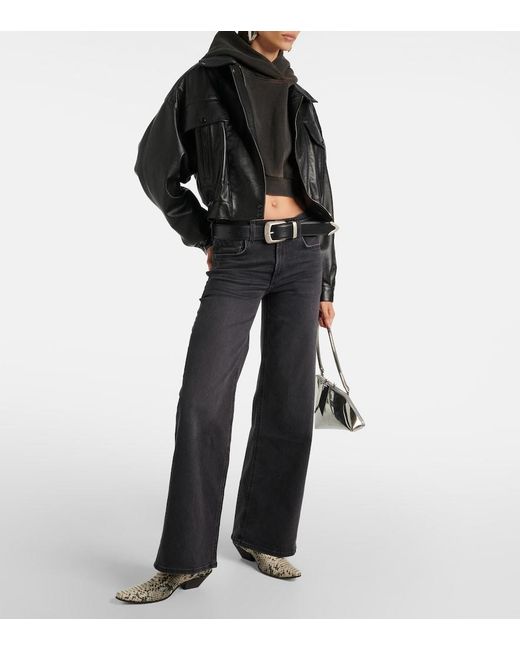 Citizens of Humanity Black Loli Mid-Rise Wide-Leg Jeans