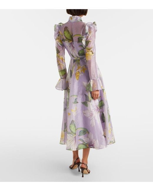 LEO LIN Purple Katrina Butterfly Sleeve Midi Dress