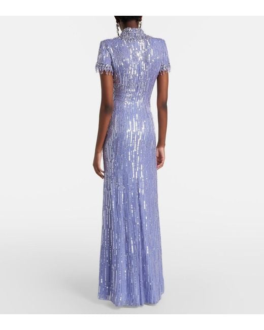 Jenny Packham Purple Madelaine Embellished Gown