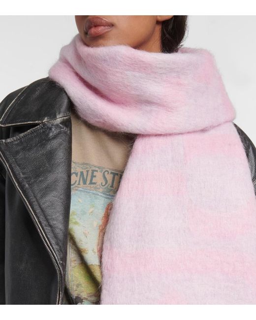 Acne Pink Logo Wool-Blend Scarf