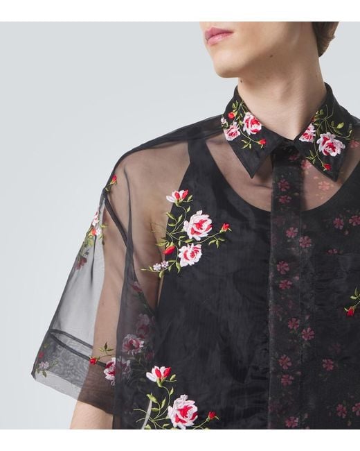 Simone Rocha Gray Floral Sheer Organza Shirt for men