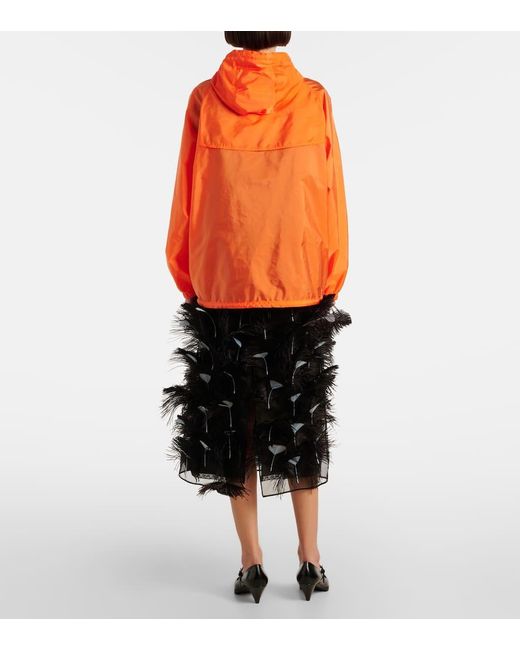 Prada Orange Regenjacke Aus Re-Nylon