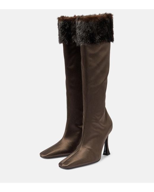 Magda Butrym Brown Faux Satin Knee-High Boots