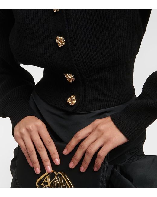 Cardigan de cachemir y lana cropped Alexander McQueen de color Black