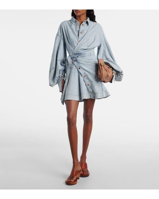 Zimmermann Blue Denim Rebellion Wrap Mini Dress