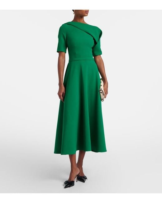 Safiyaa Green Stephanie Draped Crepe Cocktail Dress