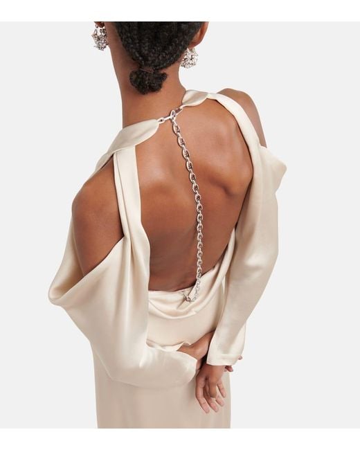 Jonathan Simkhai Natural Caitlyn Off-shoulder Satin Gown