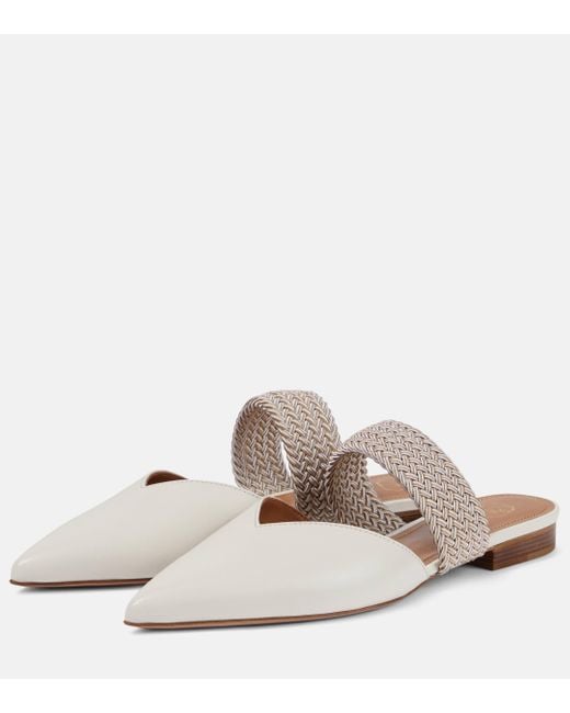 Malone Souliers White Maisie Leather Slippers
