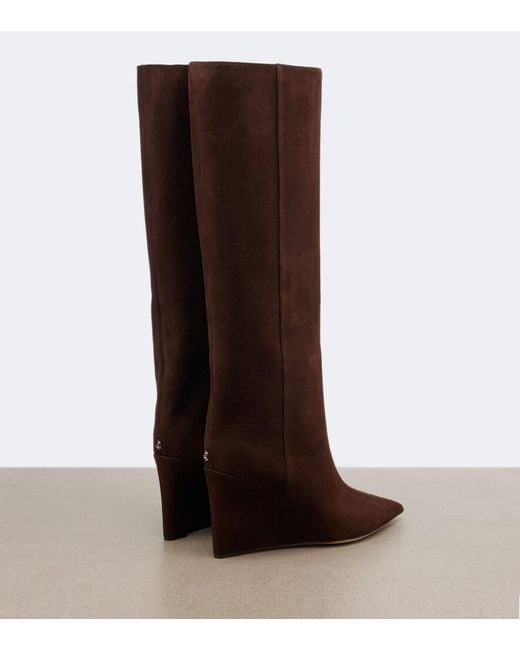 Jimmy Choo Brown Blake Suede Wedge Knee-High Boots