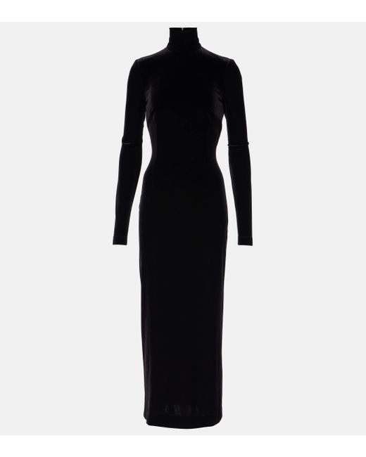 Robe longue en velours Dolce & Gabbana en coloris Black