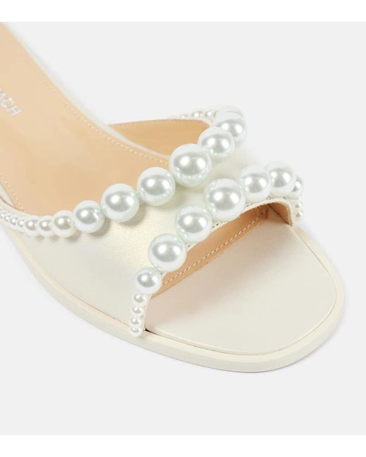 Mach & Mach Natural Sirene Faux-Pearl Leather Slides