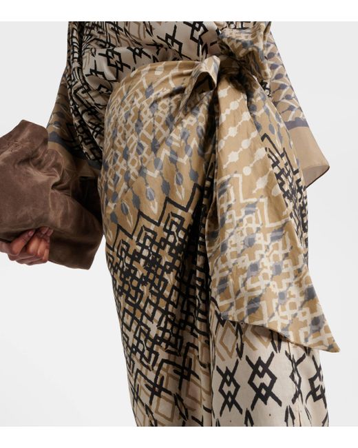 Brunello Cucinelli Natural Printed Cotton Wrap Skirt