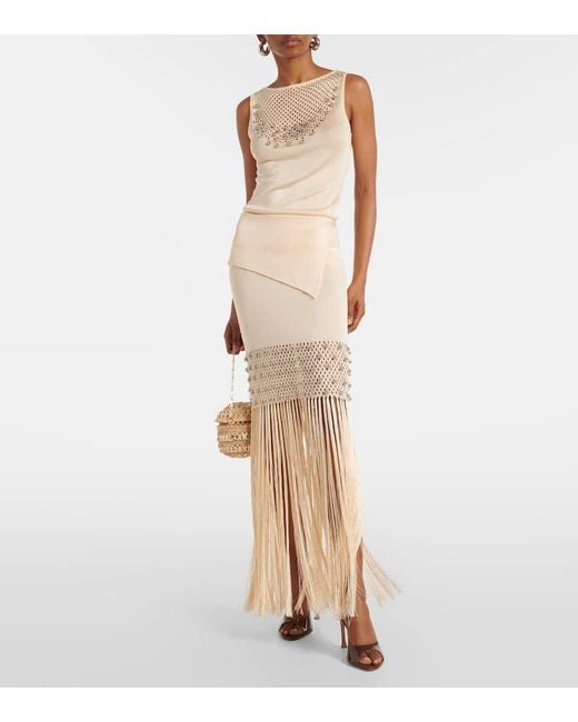 Rabanne Crochet Embellished Maxi Skirt in Natural Lyst