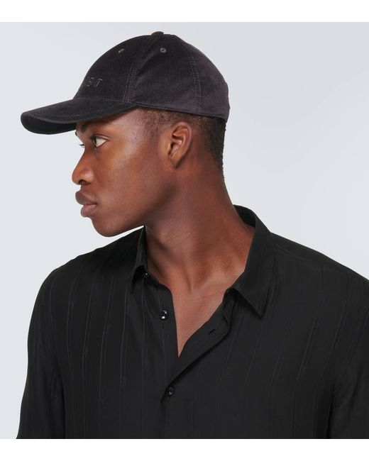 Gorra de pana con logo Saint Laurent de hombre de color Black