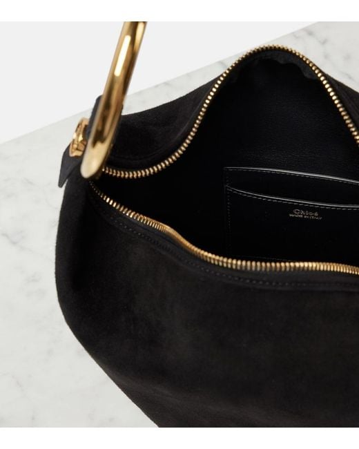 Chloé Black Bracelet Medium Suede Shoulder Bag