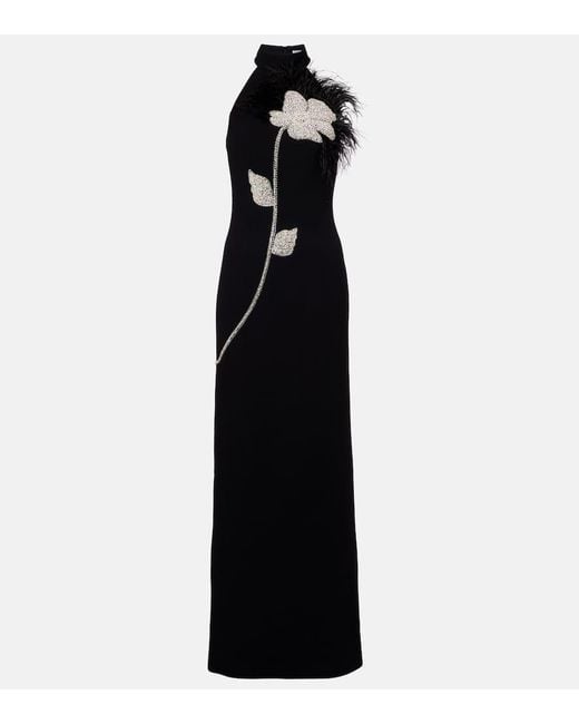 Rebecca Vallance Black Robe Starlight Mit Federn Und Kristallen