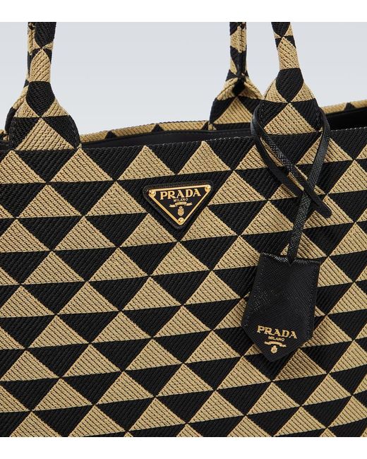 Prada Metallic Symbole Leather-Trimmed Tote Bag for men