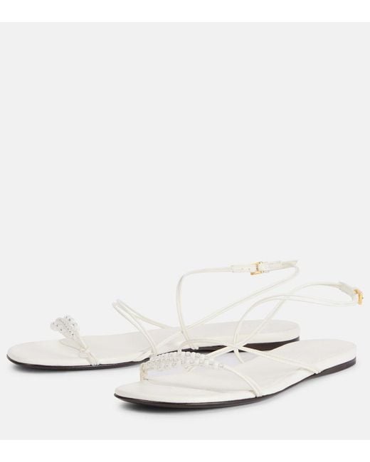 Khaite White Loop Leather Sandals