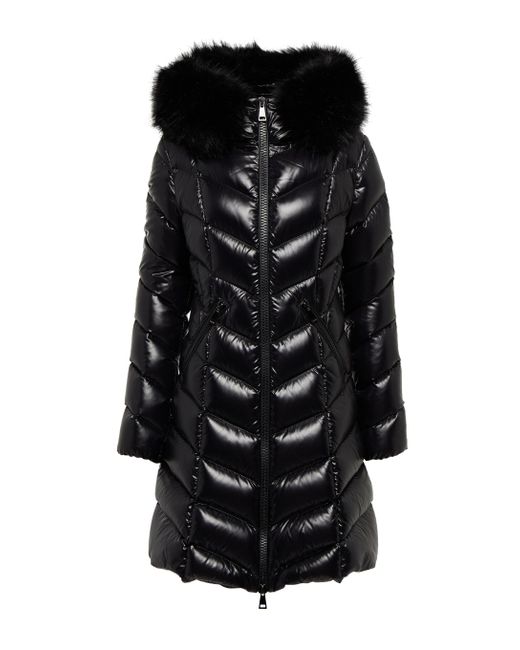 Moncler Fulmarre Faux Fur-trimmed Down Coat in Black | Lyst UK