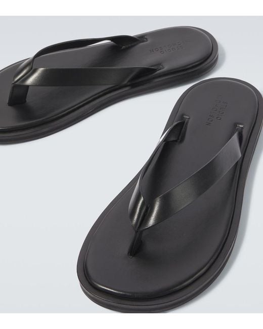 Studio Nicholson Black Curren Leather Thong Sandals for men