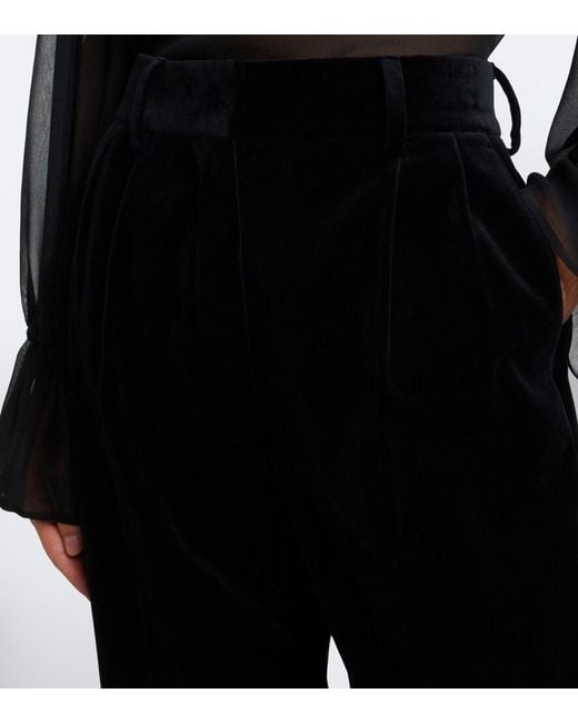 Blazé Milano Black Fox Pleated Cotton Velvet Straight Pants