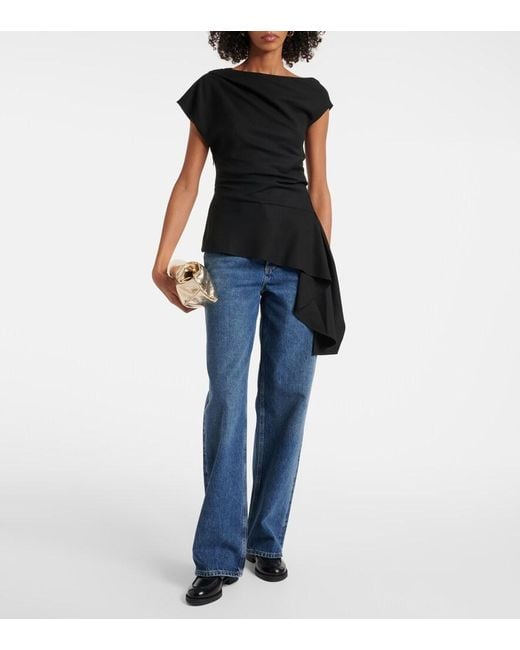 Jonathan Simkhai Black Saskia Draped Top