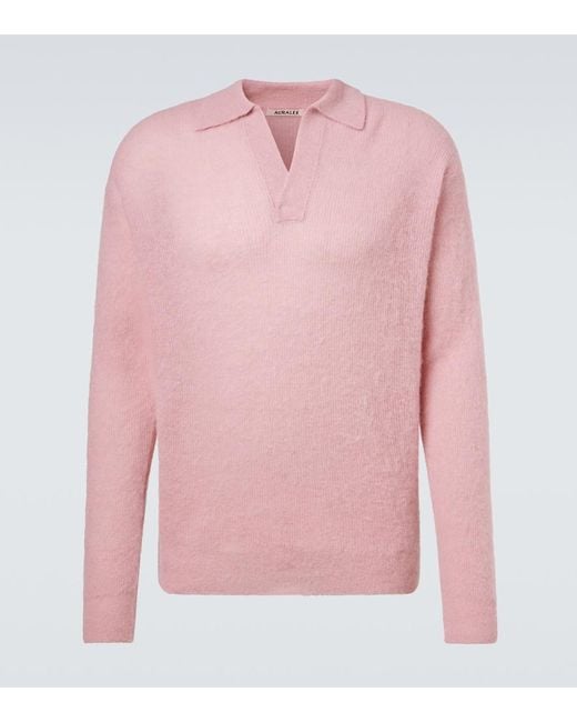 Auralee Pink Alpaca-Blend Sweater for men