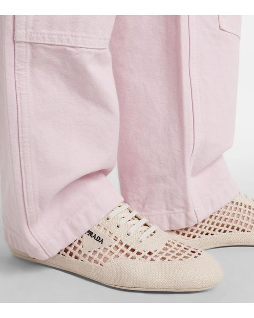 Prada White Collapse Crochet Sneakers