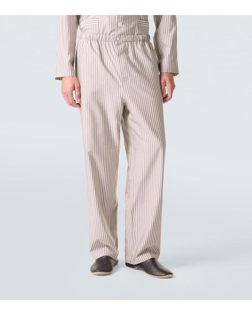 Zegna White Striped Silk, Cotton, And Cashmere Pajamas for men