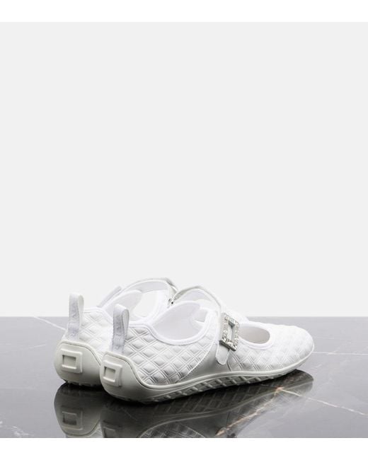 Roger Vivier White Viv Low Mary Jane Flats