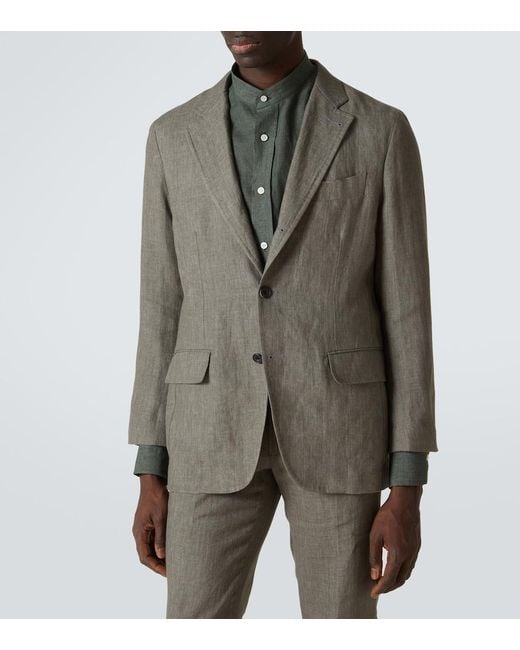 Rubinacci Green Linen Blazer for men
