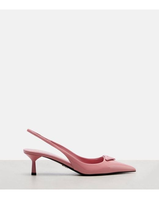 Prada Pink Patent Leather Slingback Pumps