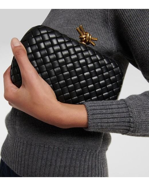 Bottega Veneta Black Knot Intrecciato-woven Leather Clutch Bag