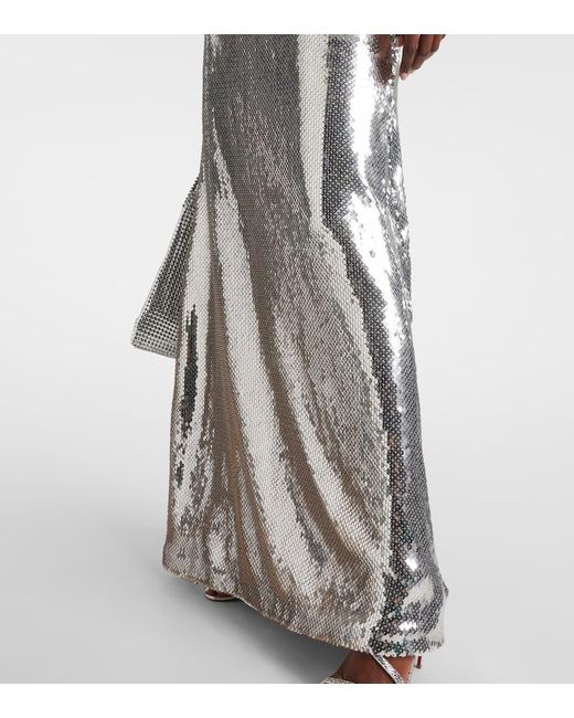 Vestido largo de lentejuelas con aberturas Rabanne de color Gray