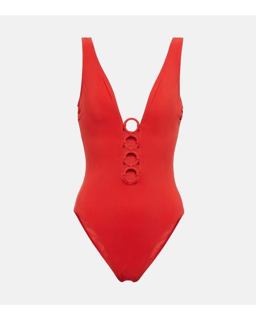 Karla Colletto Red Morgan V-neck Swimsuit