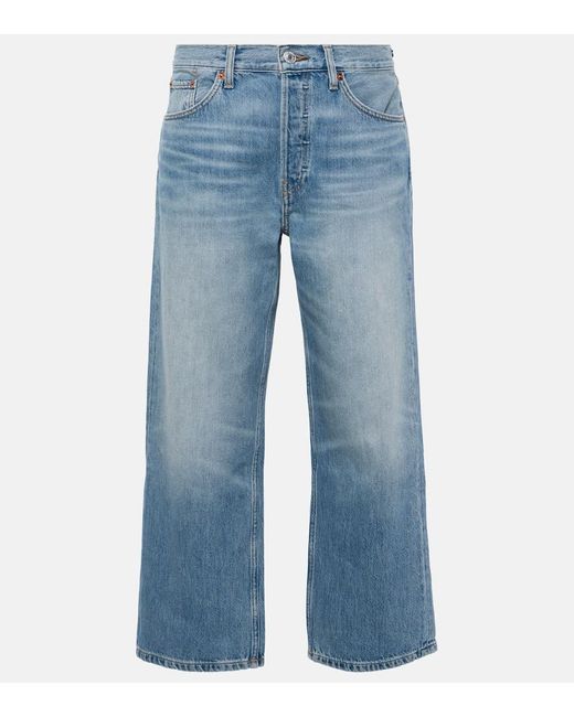 Jeans rectos cropped Loose con tiro medio Re/done de color Blue