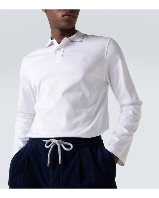 Brunello Cucinelli Polopullover Aus Baumwolle in White für Herren